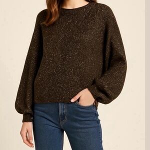 LOFT Speckled Brown Crew Neck Sweater
